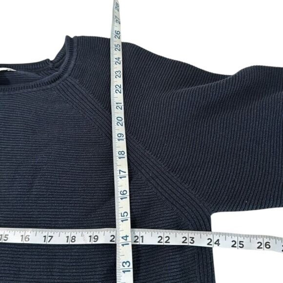Navy Blue 3/4 Sleeve Ribbed Knit Top By CJ Banks 2X Cotton & Rayon Blend - Picture 10 of 10